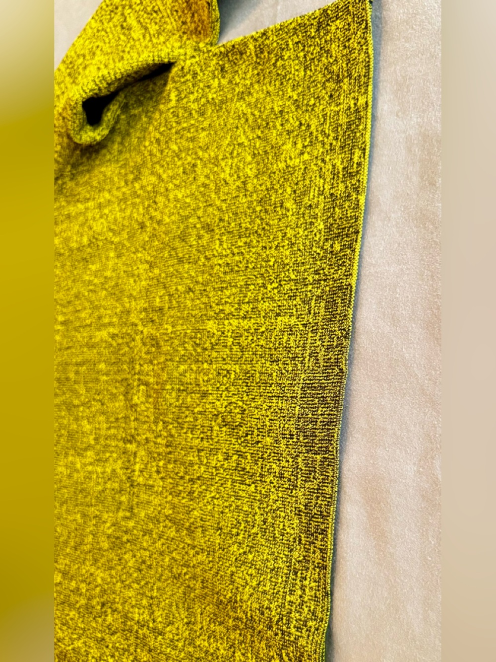 PROENZA SCHOULER Neon Yellow Marled Stretchy Thick Knit Crop Top w Long Sleeves - Picture 8 of 13